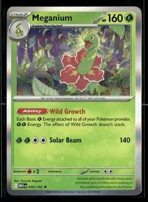 2025 Mega Evolution Meganium #010/132 Holo Rare NM - Pokémon Card Single