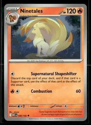 2025 Mega Evolution Ninetales #020/132 Base Uncommon NM - Pokémon Card Single