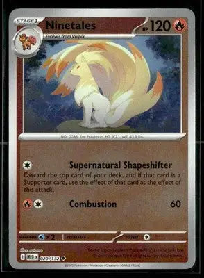 2025 Mega Evolution Ninetales #020/132 Reverse Holo Uncommon NM - Pokémon Card Single