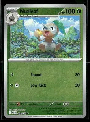 2025 Mega Evolution Nuzleaf #014/132 Reverse Holo Common NM - Pokémon Card Single