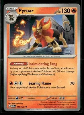 2025 Mega Evolution Pyroar #024/132 Base Uncommon NM - Pokémon Card Single