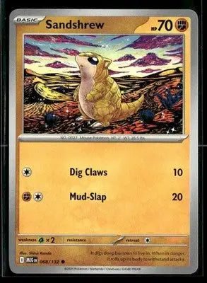 2025 Mega Evolution Sandshrew #068/132 Base Common NM - Pokémon Card Single