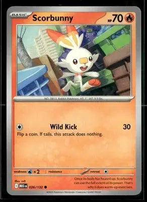 2025 Mega Evolution Scorbunny #026/132 Base Common NM - Pokémon Card Single