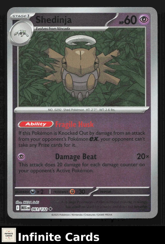 2025 Mega Evolution Shedinja #061/132 Reverse Holo Uncommon NM - Pokémon Card Single