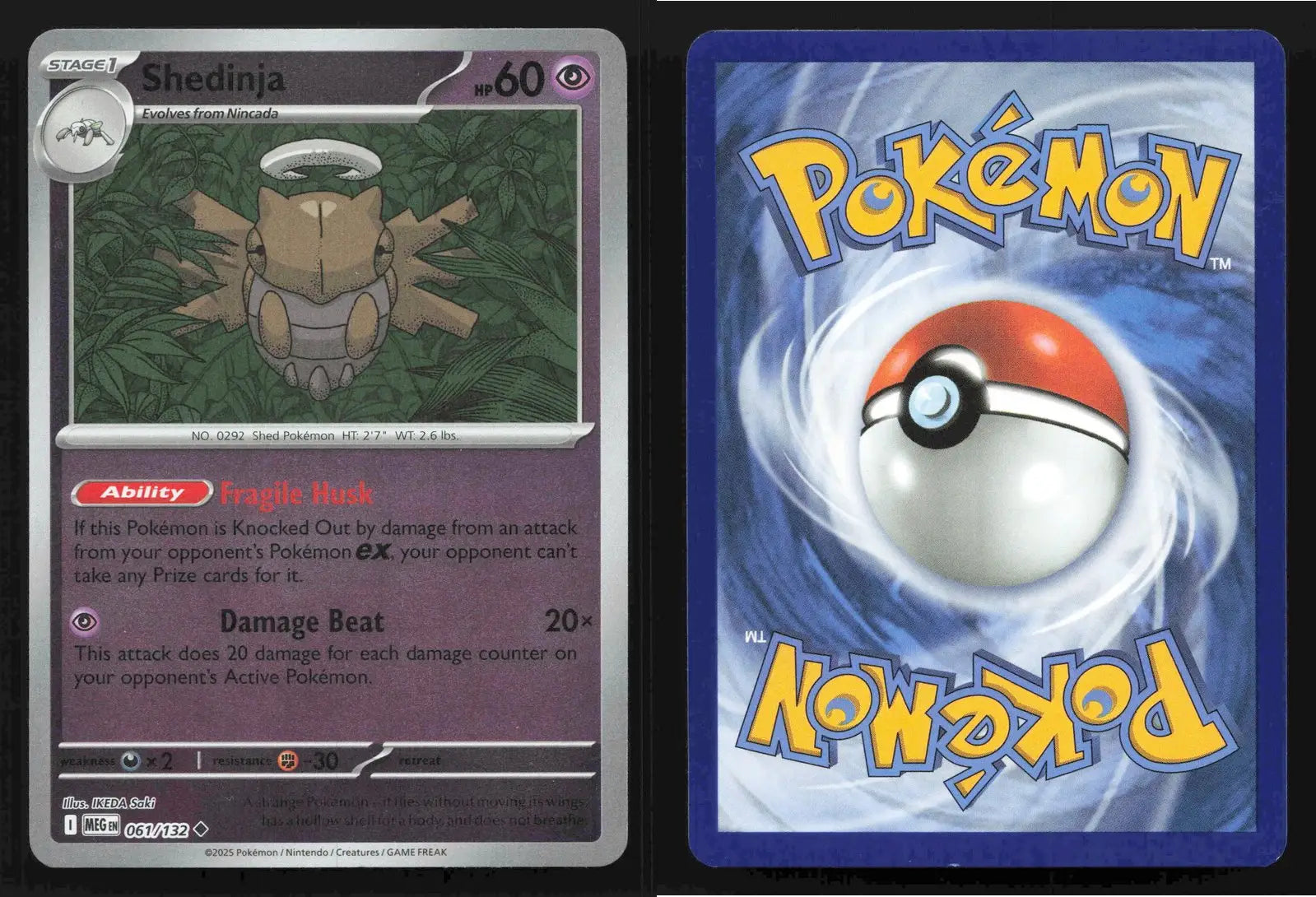 2025 Mega Evolution Shedinja #061/132 Reverse Holo Uncommon NM - Pokémon Card Single