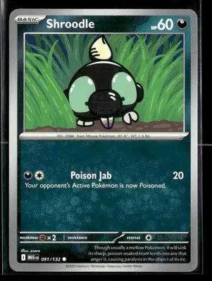 2025 Mega Evolution Shroodle #091/132 Base Common NM - Pokémon Card Single