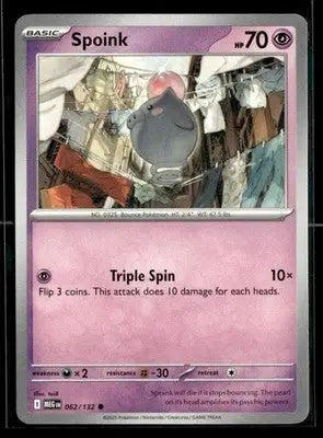 2025 Mega Evolution Spoink #062/132 Base Common NM - Pokémon Card Single