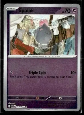 2025 Mega Evolution Spoink #062/132 Reverse Holo Common NM - Pokémon Card Single
