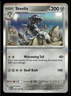 2025 Mega Evolution Steelix #093/132 Holo Rare NM - Pokémon Card Single