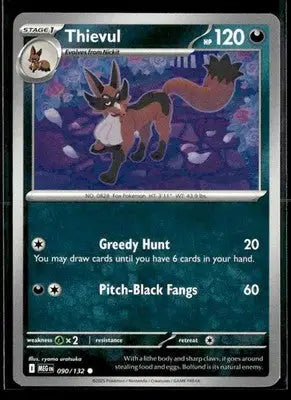 2025 Mega Evolution Thievul #090/132 Base Common NM - Pokémon Card Single