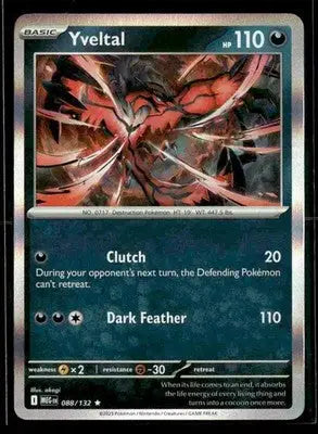 2025 Mega Evolution Yveltal #088/132 Holo Rare NM - Pokémon Card Single
