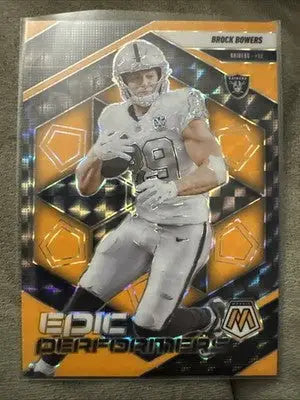 2025 Mosaic Brock Bowers #4 Orange Fluorescent Prizm Epic Performers Raiders - Football Card Single