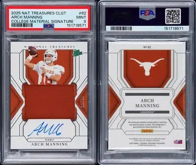 2025 National Treasures Collegiate College Materials Auto Arch Manning /99 PSA 9 - Football Card Single