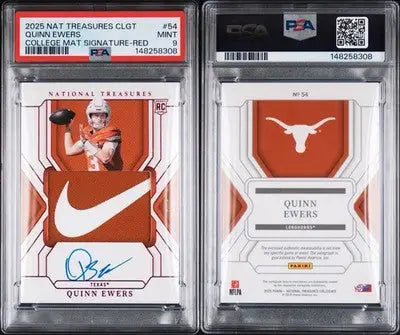 2025 National Treasures Collegiate Quinn Ewers Nike Swoosh Patch Auto /2 PSA 9 - Football Card Single