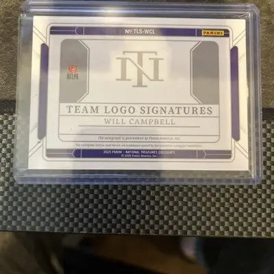 2025 National Treasures Collegiate Will Campbell Logo Signatures RC Auto #/75