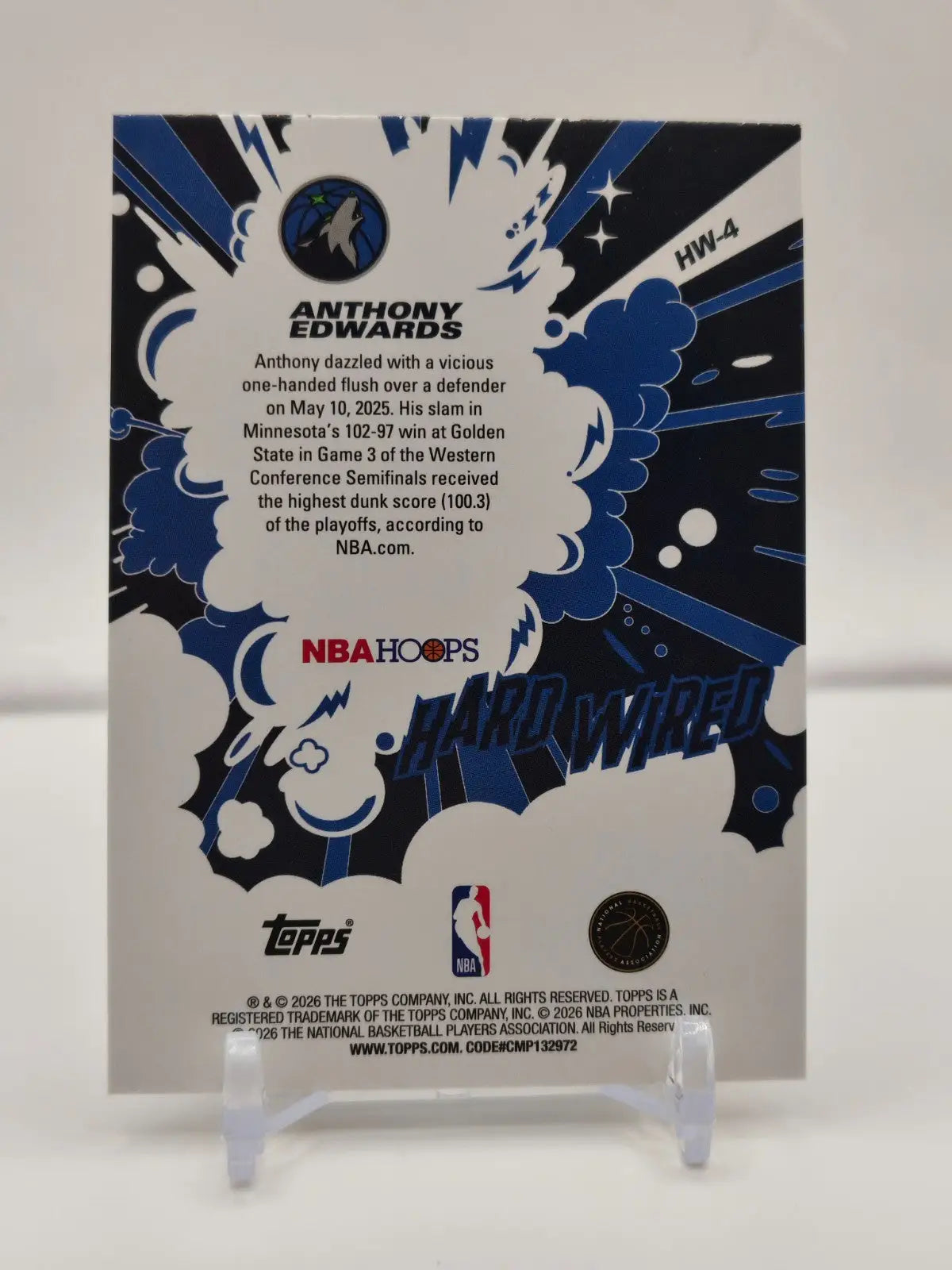 2025 NBA Hoops Hard Wired Anthony Edwards #HW-4 Insert Timberwolves