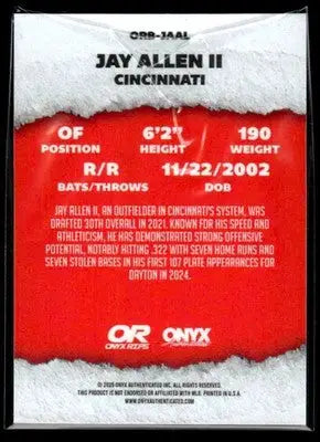 2025 Onyx Rips #ORB-JAAL Jay Allen Refractor - Baseball Card Single