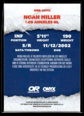 2025 Onyx Rips #ORB-NOMI Noah Miller Refractor - Baseball Card Single