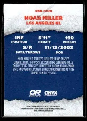2025 Onyx Rips #ORB-NOMI Noah Miller Refractor - Baseball Card Single