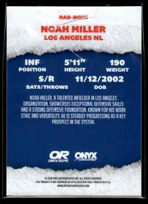 2025 Onyx Rips #RAB-NOMI Noah Miller Refractor Autographs - Baseball Card Single