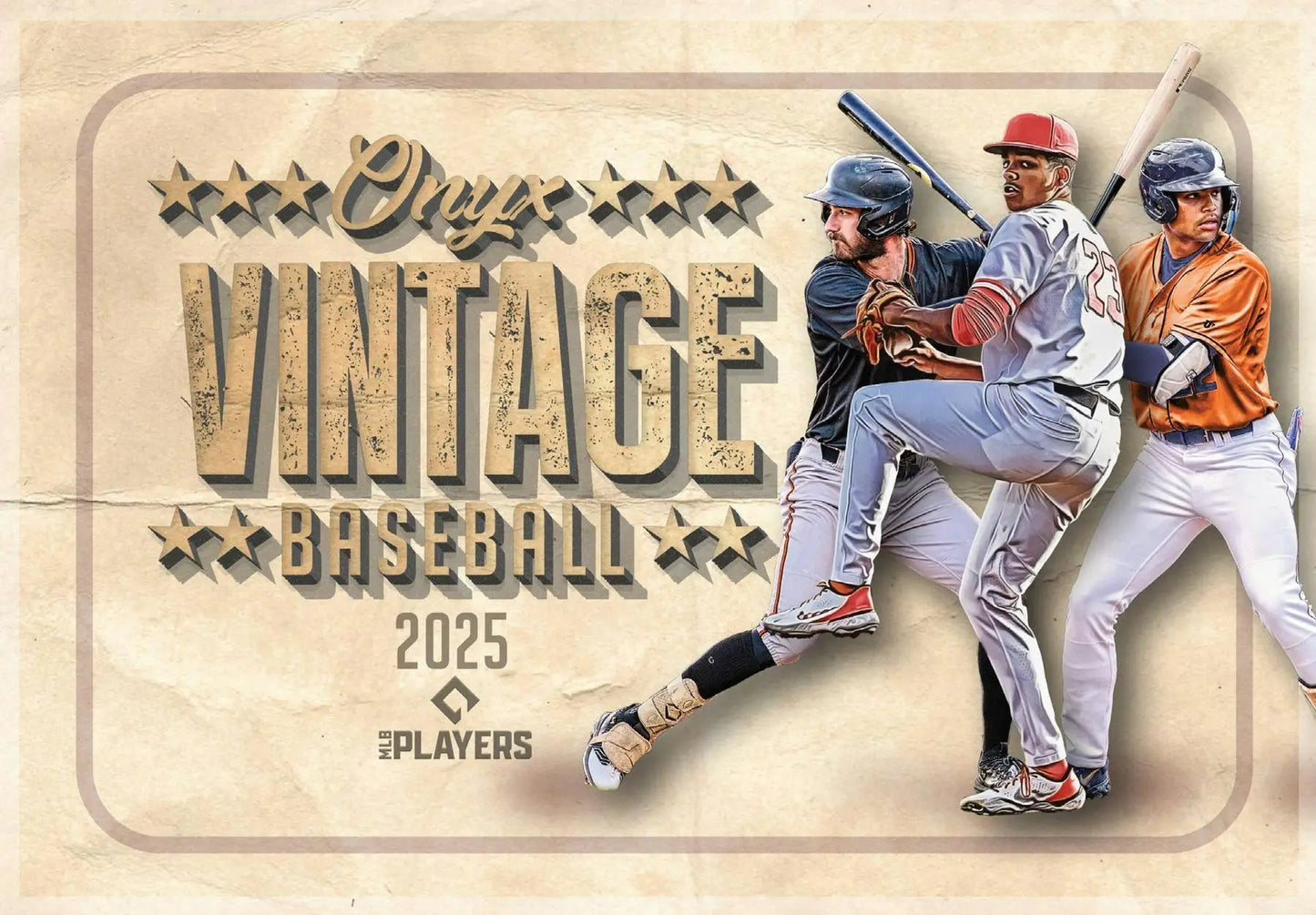 2025 Onyx Vintage Baseball Hobby Box with promotional image of Los Angeles vintage baseball players
