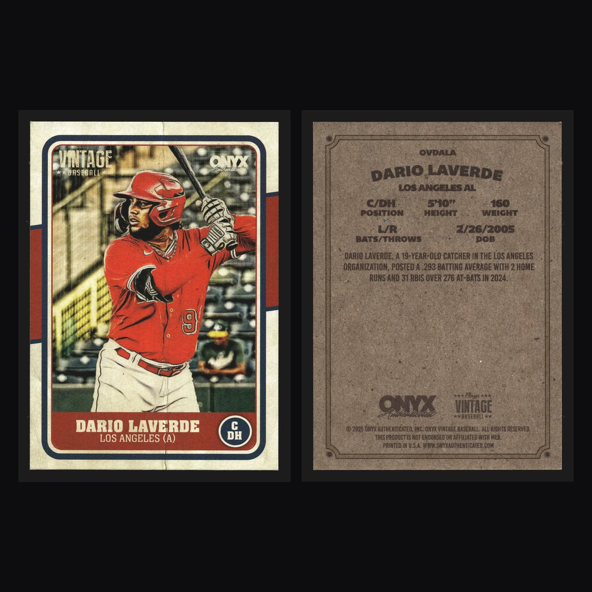 2025 Onyx Vintage Dario Laverde Angels Prospect - Baseball Card Single