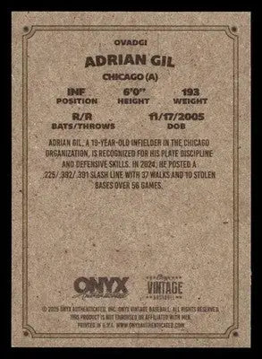 2025 Onyx Vintage #OVADGI Adrian Gil - Baseball Card Single