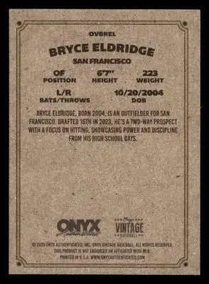 2025 Onyx Vintage #OVBREL Bryce Eldridge - Baseball Card Single
