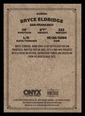 2025 Onyx Vintage #OVBREL Bryce Eldridge - Baseball Card Single