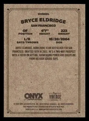 2025 Onyx Vintage #OVBREL Bryce Eldridge - Baseball Card Single