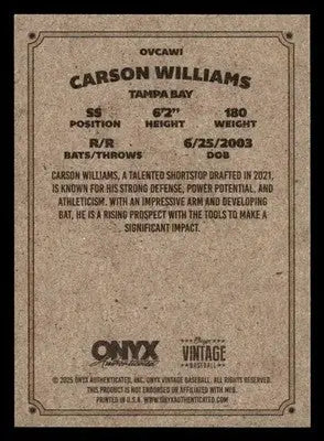 2025 Onyx Vintage #OVCAWI Carson Williams - Baseball Card Single
