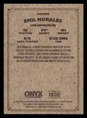 2025 Onyx Vintage #OVEMMO Emil Morales - Baseball Card Single