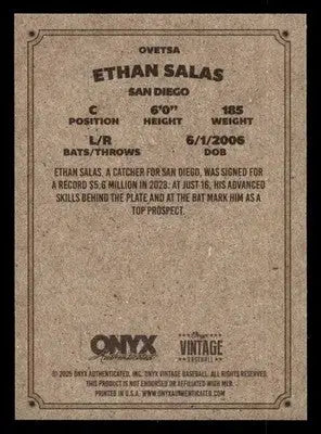 2025 Onyx Vintage #OVETSA Ethan Salas - Baseball Card Single