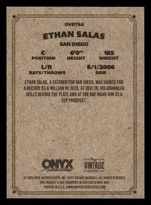 2025 Onyx Vintage #OVETSA Ethan Salas - Baseball Card Single