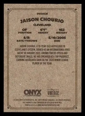 2025 Onyx Vintage #OVJACH Jaison Chourio - Baseball Card Single