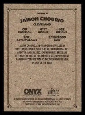 2025 Onyx Vintage #OVJACH Jaison Chourio - Baseball Card Single