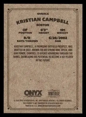 2025 Onyx Vintage #OVKRCA Kristian Campbell - Baseball Card Single