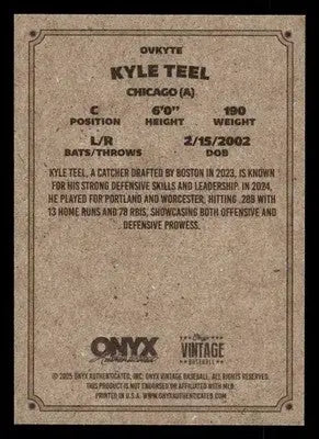 2025 Onyx Vintage #OVKYTE Kyle Teel - Baseball Card Single