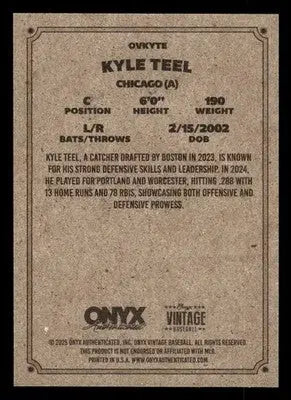 2025 Onyx Vintage #OVKYTE Kyle Teel - Baseball Card Single