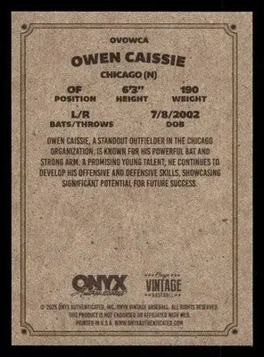 2025 Onyx Vintage #OVOWCA Owen Caissie - Baseball Card Single