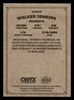2025 Onyx Vintage #OVWAJE Walker Jenkins - Baseball Card Single