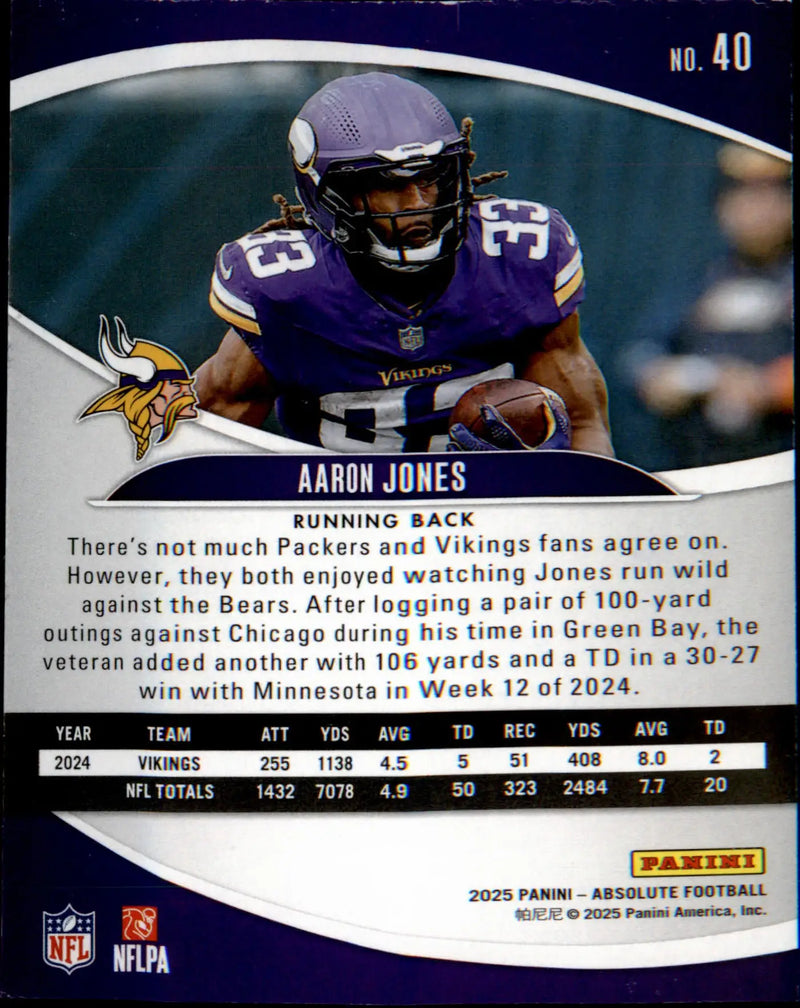2025 Panini Absolute #40 Aaron Jones - Football Card Single