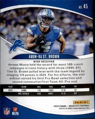 2025 Panini Absolute #45 Amon-Ra St. Brown - Football Card Single