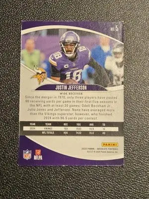 2025 Panini Absolute #5 Justin Jefferson Green - Football Card Single