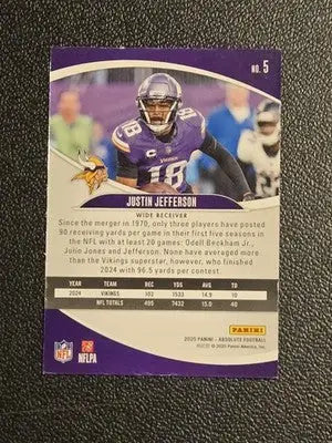 2025 Panini Absolute #5 Justin Jefferson Retail - Football Card Single