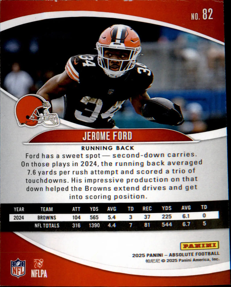 2025 Panini Absolute #82 Jerome Ford - Football Card Single