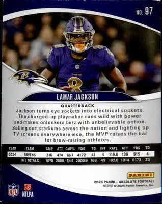 2025 Panini Absolute #97 Lamar Jackson - Football Card Single