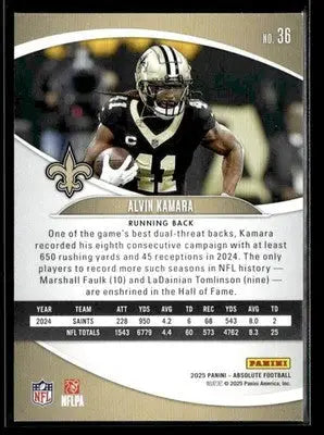 2025 Panini Absolute Alvin Kamara #36 Retail New Orleans Saints - Football Card Single