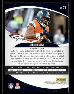 2025 Panini Absolute Audric Estime #21 Retail Denver Broncos - Football Card Single