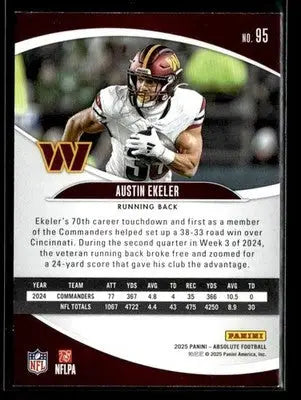 2025 Panini Absolute Austin Ekeler #95 Retail Washington Commanders